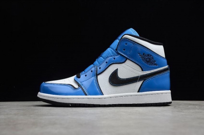 Men's | Air Jordan 1 Mid SE Singal Blue Black White Basketball Shoes