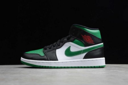 Men's | Air Jordan 1 Mid Black Pine Green White Gym Red Basketball Shoes