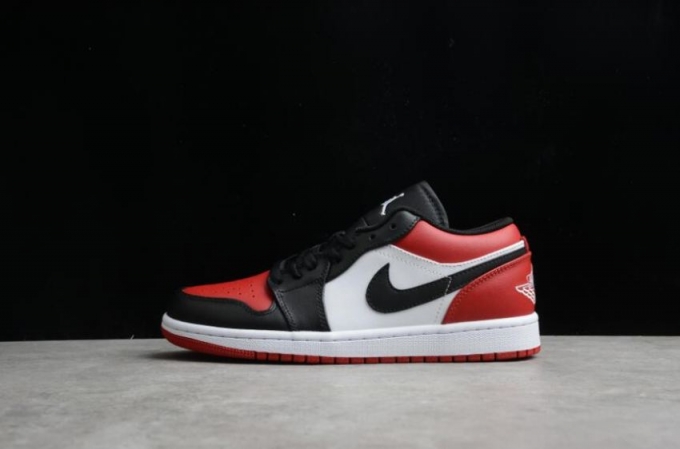 Women's | Air Jordan 1 Low Bred Toe White Black-University Red Basketball Shoes