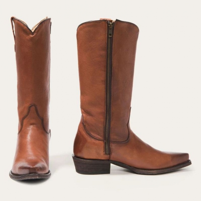 STETSON | FOR WOMEN | AUSTIN LEATHER COGNAC LEATHER SNIP TOE BOOT-Cognac