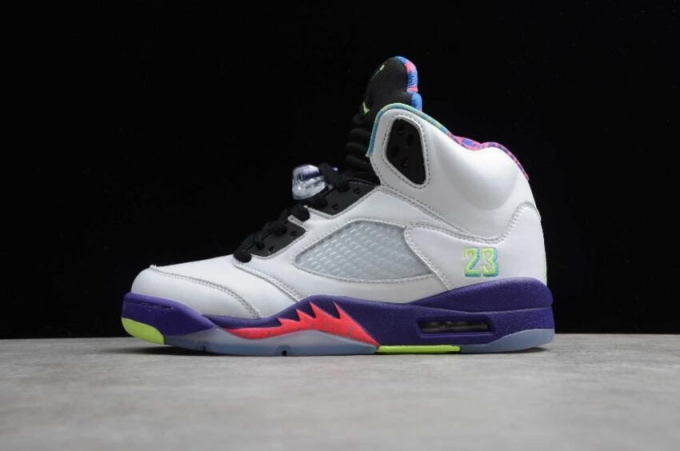 Men's | Air Jordan 5 Retro Alternate Bel-Air White Court Purple Pink Green Basketball Shoes