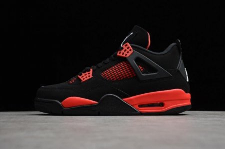 Women's | Air Jordan 4 Retro Red Thunder Black Basketball Shoes