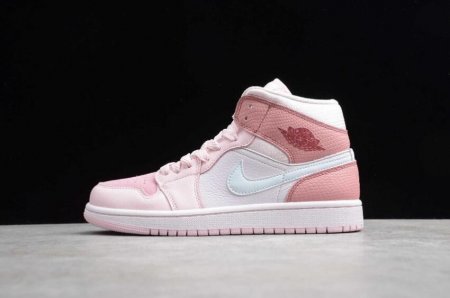 Women's | Air Jordan 1 Mid Pink Basketball Shoes