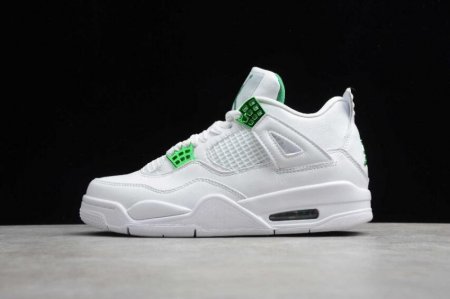 Women's | Air Jordan 4 Retro Low White Metallic Green Basketball Shoes
