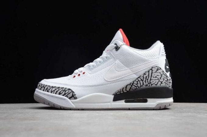 Men's | Air Jordan 3 Retro JTH White Fire Red Black Basketball Shoes