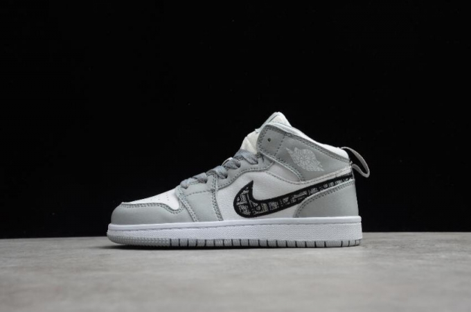 Men's | Air Jordan 1 Mid Light Smoke Grey Black White Basketball Shoes