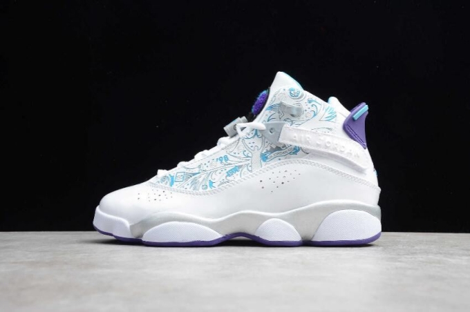 Men's | Air Jordan 6 Retro Rings White Court Purple Silver Basketball Shoes