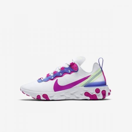 Nike Shoes React Element 55 | White / Sapphire / Barely Volt / Fire Pink