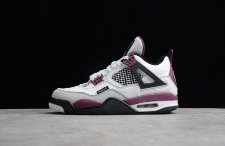 Women's | Air Jordan 4 Retro Psg White Bordeaux Neutral Grey Shoes Basketball Shoes