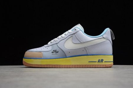 Men's | Nike Air Force 1 Utility Dark Gray Khaki Light Blue Yellow Outlet CV3039-102 Running Shoes