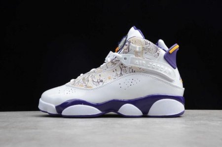 Men's | Air Jordan 6 Retro Rings White Court Purple Taxi Silver Basketball Shoes