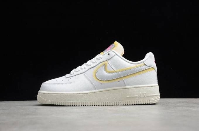 Women's | Nike Air Force 1 07 White Metallic Silver Yellow CZ81004-100 Running Shoes