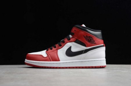 Men's | Air Jordan 1 Mid White Red Basketball Shoes
