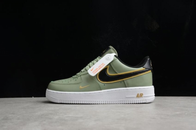 Women's | Nike Air Force 1 07 DA8481-300 Oil Green Black Metallic Gold Footwear Running Shoes