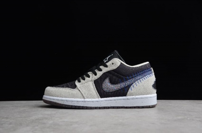 Women's | Air Jordan 1 Low Crater Light Smoke Grey Black Racer Blue MultiColor Basketball Shoes