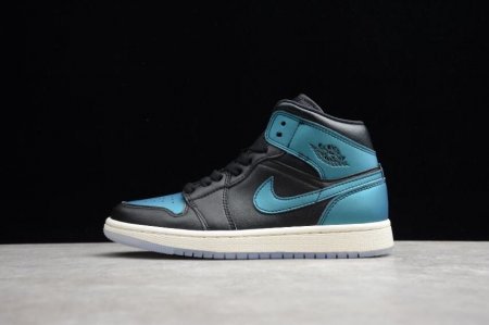 Men's | Air Jordan 1 Mid Black Pale Ivory Blue Multicolor Basketball Shoes