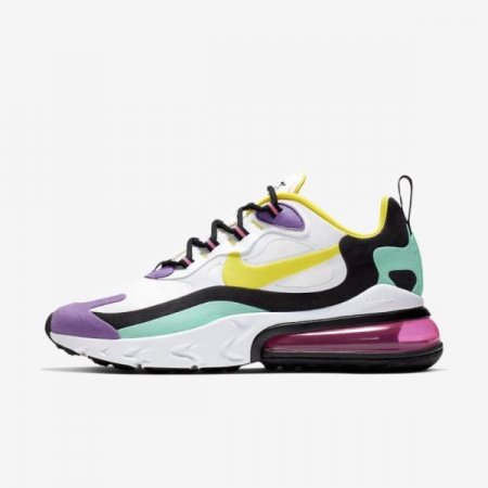 Nike Shoes Air Max 270 React (Geometric Abstract) | White / Black / Bright Violet / Dynamic Yellow