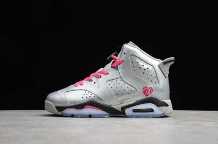 Men's | Air Jordan 6 Retro Metallic Silver VVD Pink Black Basketball Shoes