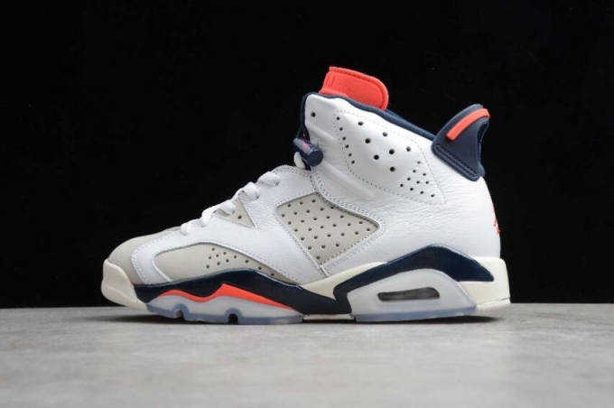 Women's | Air Jordan 6 Retro Grey White Dark Blue Basketball Shoes