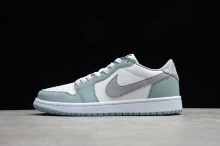 Women's | Air Jordan 1 Low SE White Light Green Grey Basketball Shoes