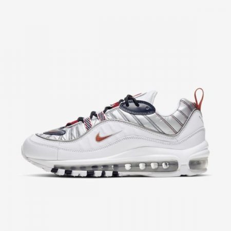 Nike Shoes Air Max 98 Premium | White / Wolf Grey / Gym Red / Starfish