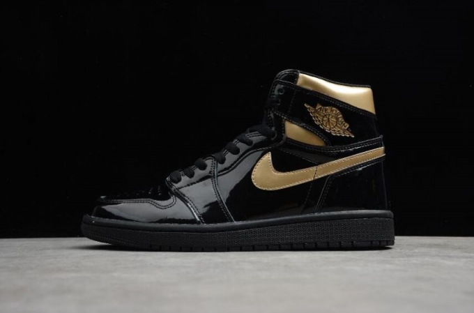 Men's | Air Jordan 1 Retro High OG Black Metallic Gold Basketball Shoes