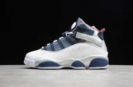 Women's | Air Jordan 6 Retro Rings White Light Navy Blue Basketball Shoes