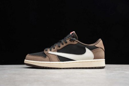 Men's | Travis Scott x Air Jordan 1 Low OG SP-T Black Dark Mocha Basketball Shoes