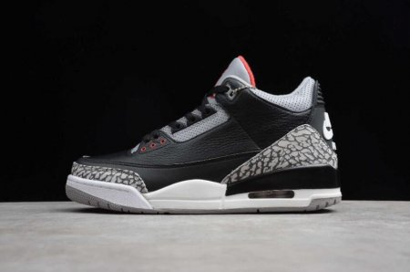 Women's | Air Jordan 3 Retro OG Black Fire Red Cement Grey Basketball Shoes
