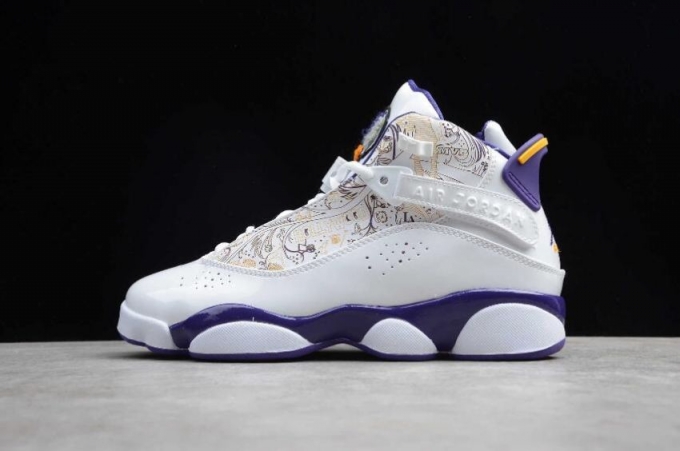 Women's | Air Jordan 6 Retro Rings White Court Purple Taxi Silver Basketball Shoes