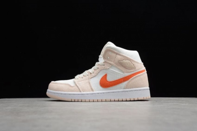 Men's | WMNS Air Jordan 1 Mid Corduroy Beige Orange Basketball Shoes