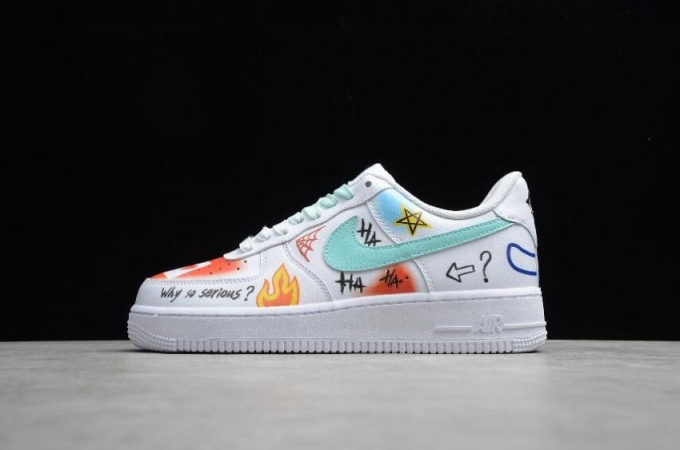 Men's | Nike Air Force 1 07 White Blue Graffiti CW2288-1118 Running Shoes