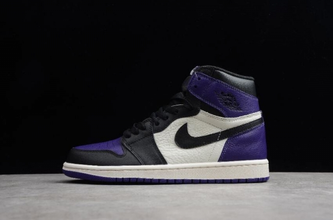 Women's | Air Jordan 1 Retro High OG Court Purple Black Sail White Basketball Shoes