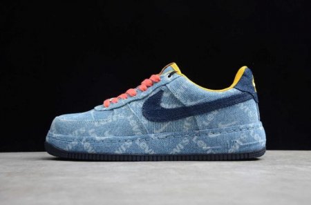 Women's | Nike Air Force 1 Low Levis Denim Obsidian Dark Sulfur CV0670-447 Running Shoes