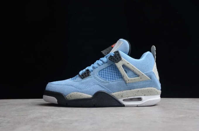 Women's | Air Jordan 4 Retro University Blue Black Basketball Shoes