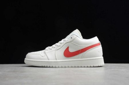 Women's | Air Jordan 1 Low White University Red Basketball Shoes