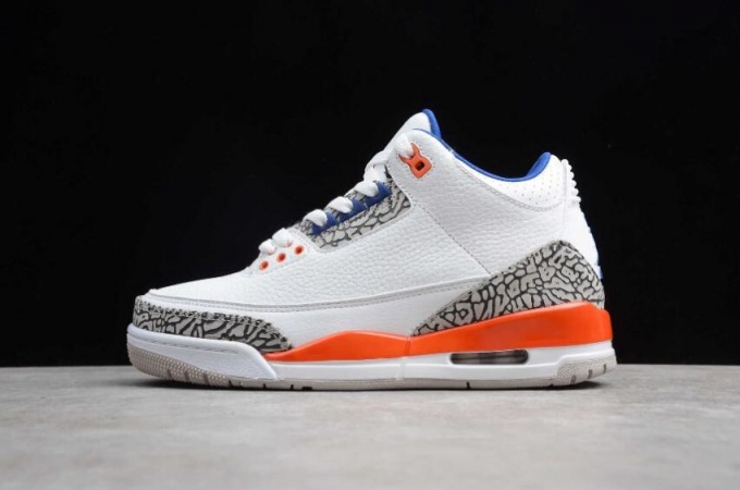 Women's | Air Jordan 3 Retro White Royal Orange Basketball Shoes