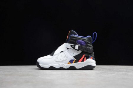 Kids | Air Jordan 8 Retro TD White Infrrd 23 Black Purple Basketball Shoes