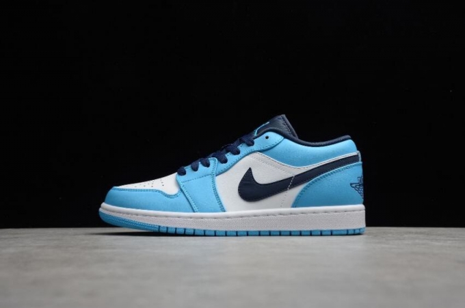 Men's | Air Jordan 1 Low UNC White Dark Powder Blue Obbidian Basketball Shoes