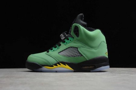 Women's | Air Jordan 5 Retro SE Oregon Ducks Grass Green Black Basketball Shoes