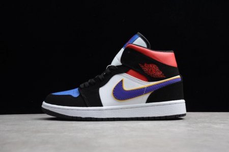 Women's | Air Jordan 1 Mid Black Blue White Purple Basketball Shoes