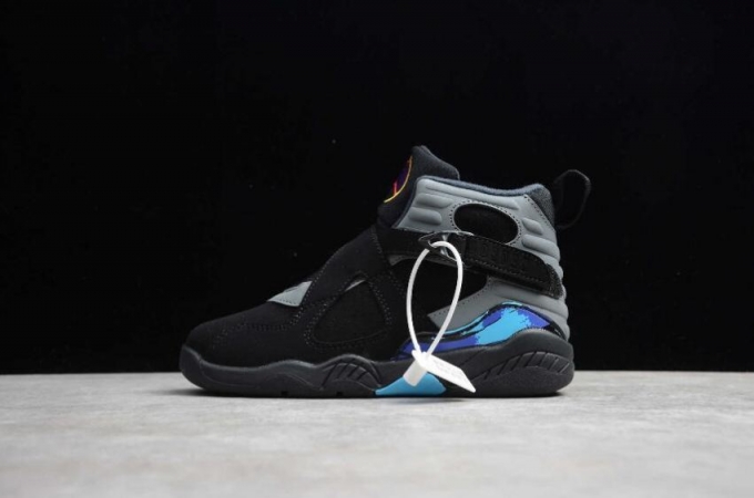 Kids | Air Jordan 8 Retro TD Black Grey Blue Basketball Shoes