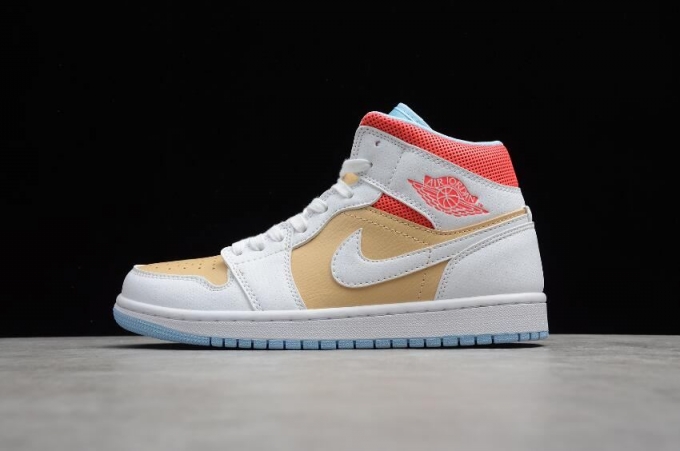 Men's | WMNS Air Jordan 1 Mid SE Sesame White Flash Crimson Shoes Basketball Shoes