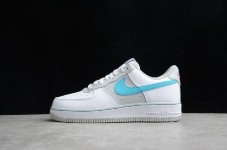 Women's | Nike Air Force 1 07 EMB DC8874-100 White Turquoise Blue Grey Running Shoes