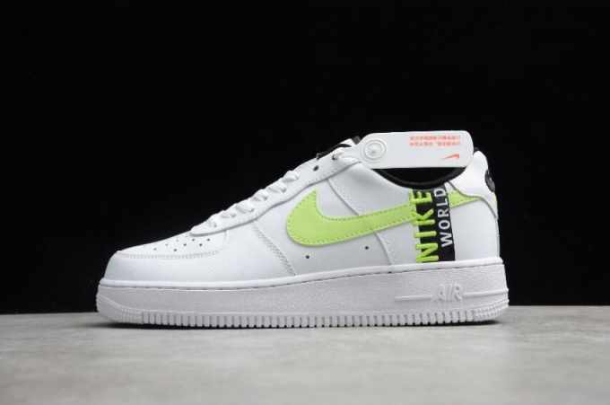 Women's | Nike Air Force 1 Worldwide White Barely Volt Black CN8536-100 Running Shoes