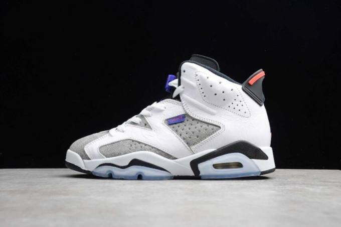 Men's | Air Jordan 6 Retro White Dark Concord Black Basketball Shoes