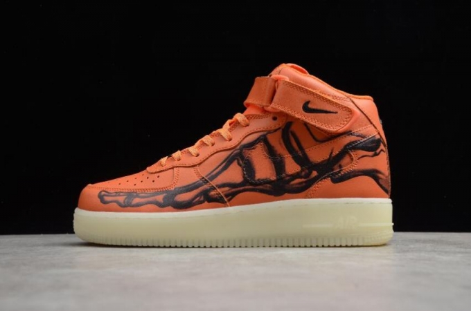 Men's | Nike Air Force 1 07 Skeleton QS Orange Black CU8067-801 Running Shoes