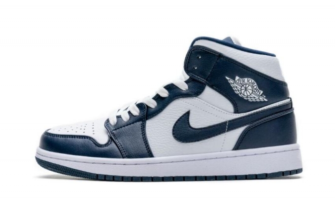 Women's | Air Jordan 1 Mid White Obsidian Basketball Shoes