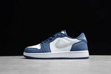 Women's | Nike SB x Air Jordan 1 Low Midnight Navy White-Ember Glow-Metallic Silver Basketball Shoes