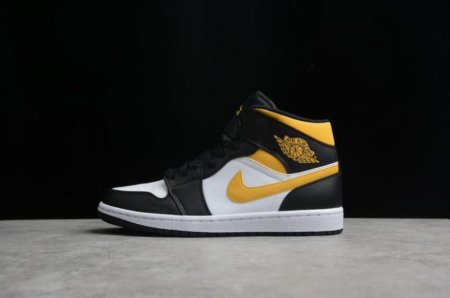 Men's | Air Jordan 1 Mid White Pollen Black Basketball Shoes Basketball Shoes